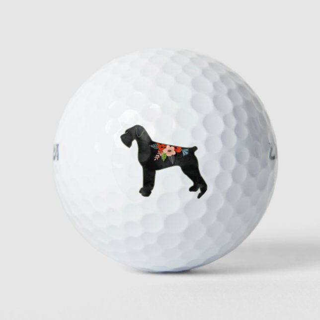 Giant Schnauzer Dog NC Boho Silhouette Golfball (Vorderseite)