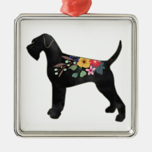 Giant Schnauzer Dog NN Boho Silhouette Ornament Aus Metall