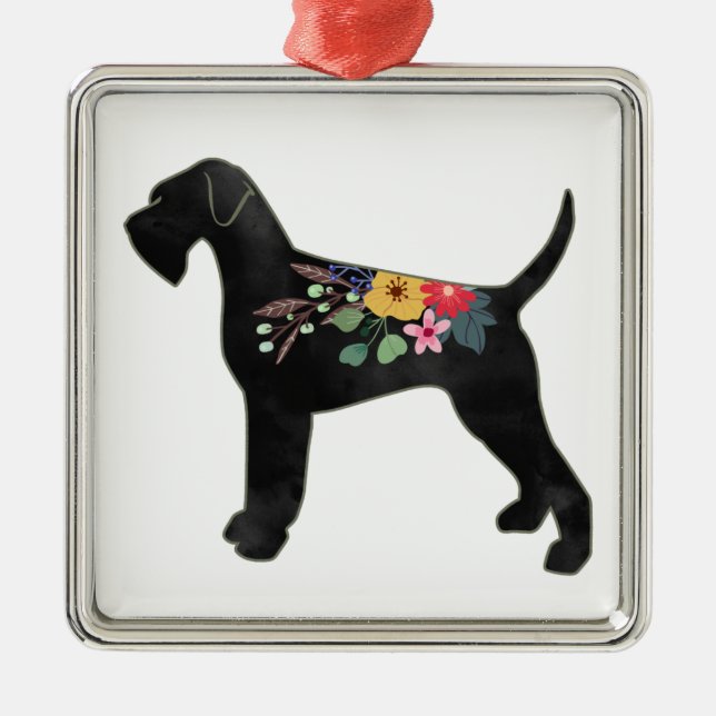 Giant Schnauzer Dog NN Boho Silhouette Ornament Aus Metall (Vorne)