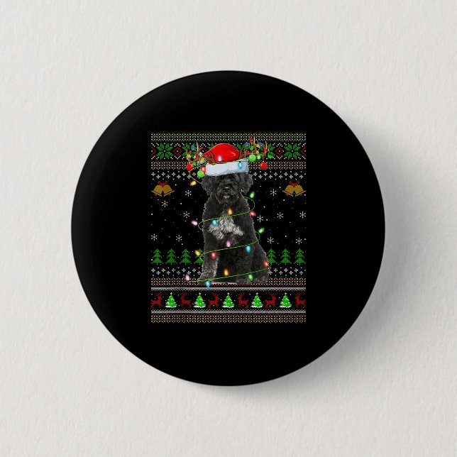 Giant Schnauzer Dog Ugly Christmas Sweaters Holida Button (Vorderseite)
