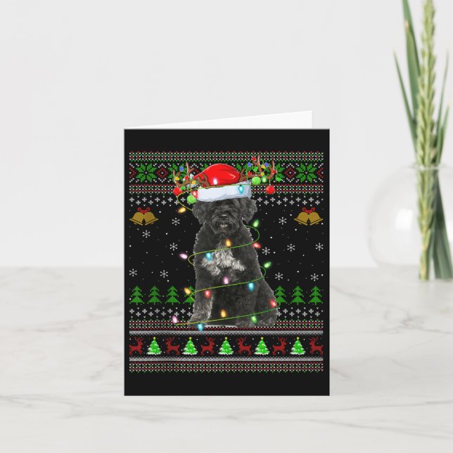 Giant Schnauzer Dog Ugly Christmas Sweaters Holida Karte (Vorderseite)
