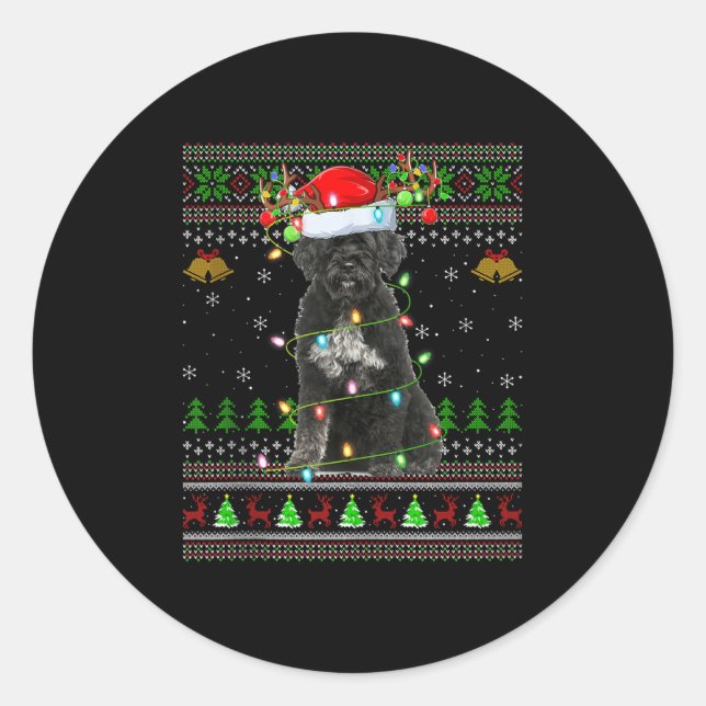 Giant Schnauzer Dog Ugly Christmas Sweaters Holida Runder Aufkleber (Vorderseite)