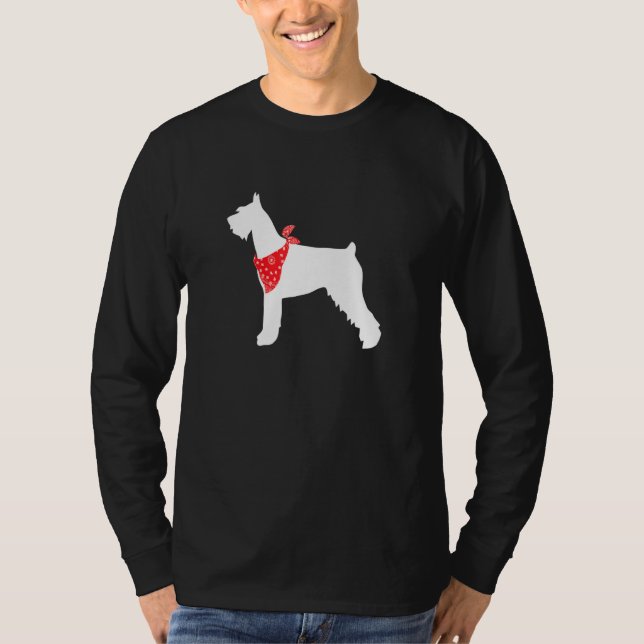 Giant Schnauzer Dog Wearing Red Bandana T-Shirt (Vorderseite)