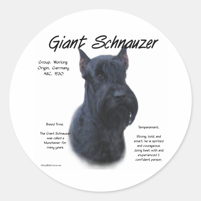 Giant Schnauzer Geschichtsdesign Runder Aufkleber (Vorderseite)