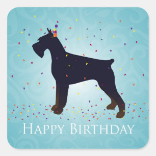 Giant Schnauzer Happy Birthday Design Quadratischer Aufkleber
