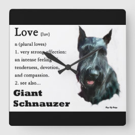 Giant Schnauzer Liebe ist Geschenke Quadratische Wanduhr