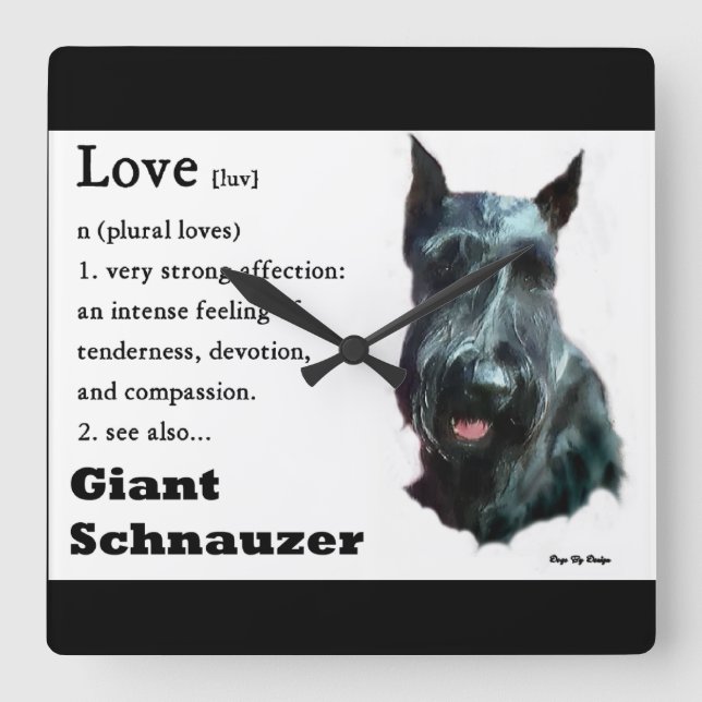 Giant Schnauzer Liebe ist Geschenke Quadratische Wanduhr (Vorderseite)