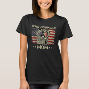 Giant Schnauzer Mama Hund Amerikanische Flagge 4. T-Shirt