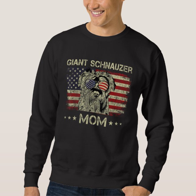 Giant Schnauzer Mom Dog  American Flag 4th Of July Sweatshirt (Vorderseite)