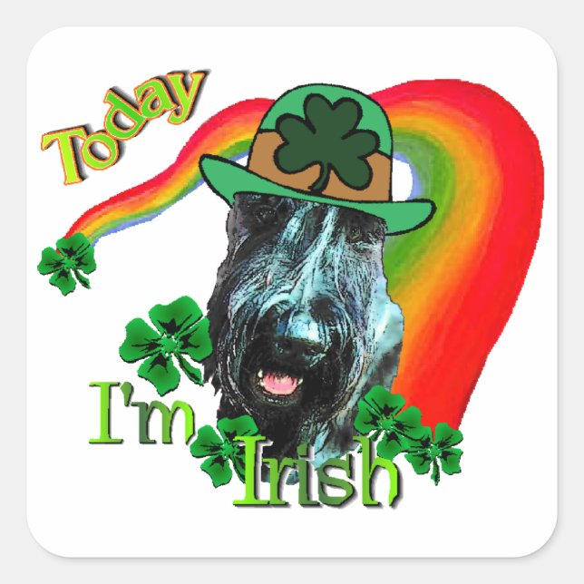 Giant Schnauzer St Patricks Day Quadratischer Aufkleber (Vorderseite)