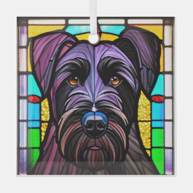 Giant Schnauzer "Stains Glass" Ornament Aus Glas (Vorderseite)