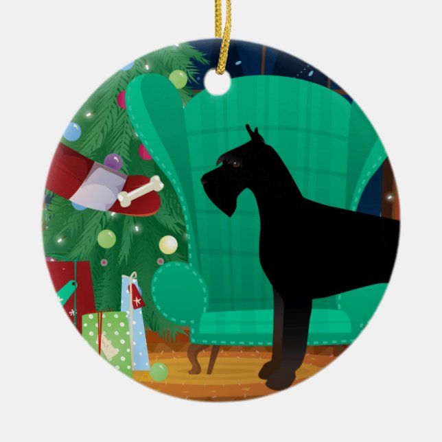 Giant Schnauzer Weihnachts-Geschenk Keramik Ornament (Vorne)