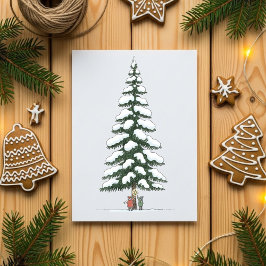 Giant Snowy Tree Cute Christmas Holiday Card Art Feiertagskarte