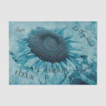 Giant Sunflower Light Aquamarin Blue Vintages Skri
