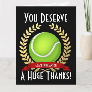 Giant Tennis Coach Thank You Black Dankeskarte