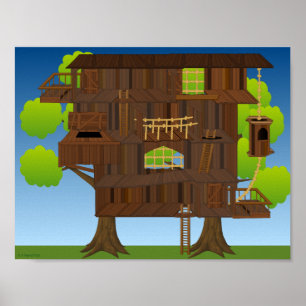 Giant Treehouse Sticker Scene (in Buchstabengröße) Poster