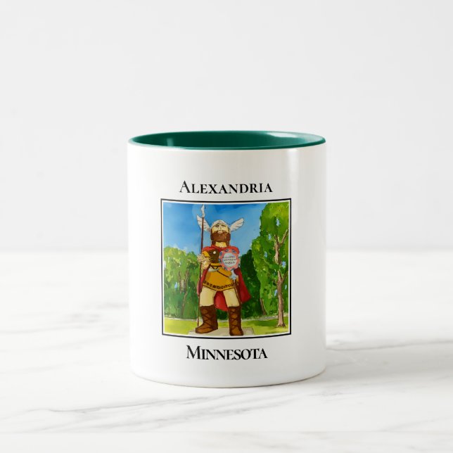 Giant Viking Welcome, Alexandria, Minnesota Zweifarbige Tasse (Mittel)