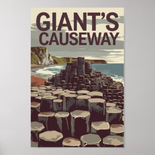 Giant's Causeway Irland Illustration Travel Art Poster