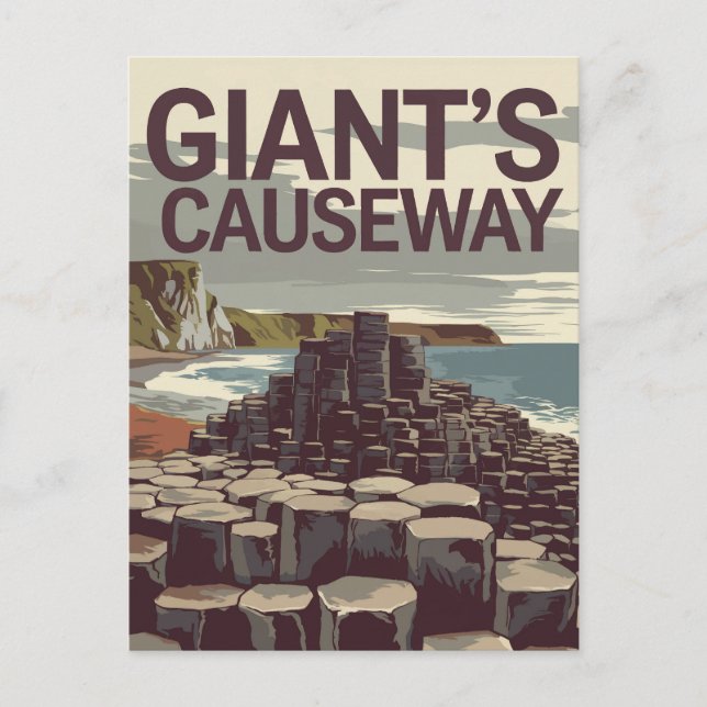 Giant's Causeway Irland Illustration Travel Art Postkarte (Vorderseite)