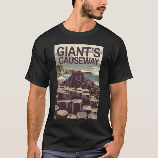Giant's Causeway Irland Illustration Travel Art T-Shirt (Vorderseite)