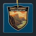 Giants Causeway Nordirland Reisen Vintag Keramikornament<br><div class="desc">Giants Causeway Vektorgrafik Design. Der Riesengebirge Causeway ist ein Gebiet mit etwa 40.000 ineinander greifenden Basaltsäulen,  das Ergebnis eines antiken Vulkanausbruchs.</div>