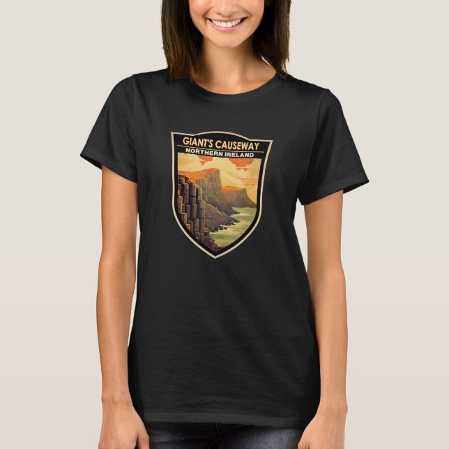 Giants Causeway Northern Ireland Landmark Badge Vi T-Shirt (Vorderseite)