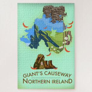 Giants Causeway Northern Ireland Map Reiseplakat Puzzle
