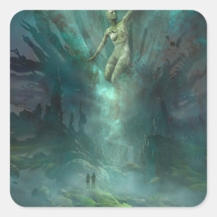 Giants in einer Alien-Dystopie Quadratischer Aufkleber