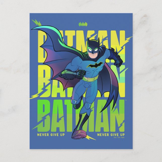 Gib Batman nie auf, der mit Grafik läuft Postkarte (Vorderseite)