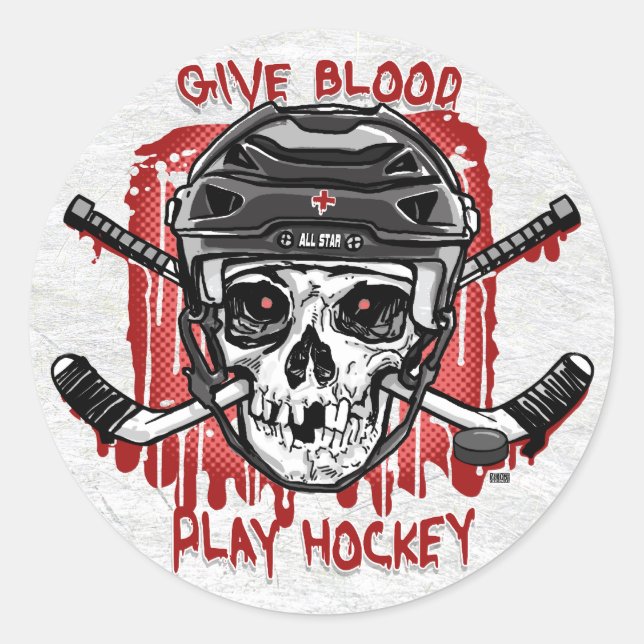 Gib Blood Play Hockey Black Runder Aufkleber (Vorderseite)