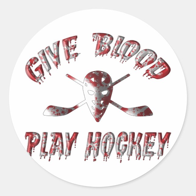 Gib Blood Play Hockey Runder Aufkleber (Vorderseite)