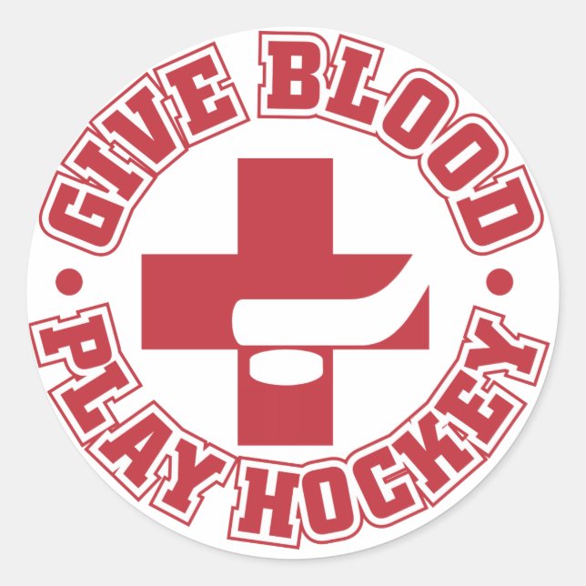 Gib Blut, spiele Hockey Runder Aufkleber (Vorderseite)