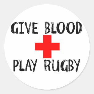 Gib Blut, spiele Rugby Runder Aufkleber