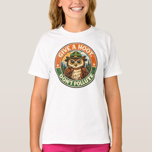 Gib einen Hoot, verschmutze nicht Eule T-Shirt (Vorderseite)