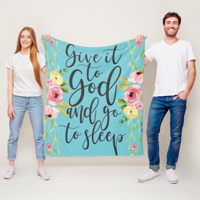 Gib es Gott und gehe schlafen, zitiert boho blumen Fleecedecke (Beispiel)