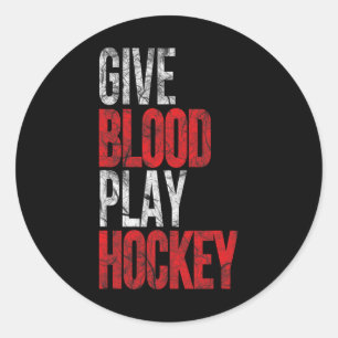 Gib Herz und spiele Eishockey - Spieler inspiriert Runder Aufkleber