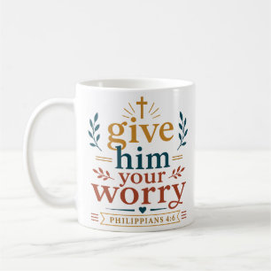 Gib ihm deine Sorge Schriftzusage Zitat Kaffeetasse
