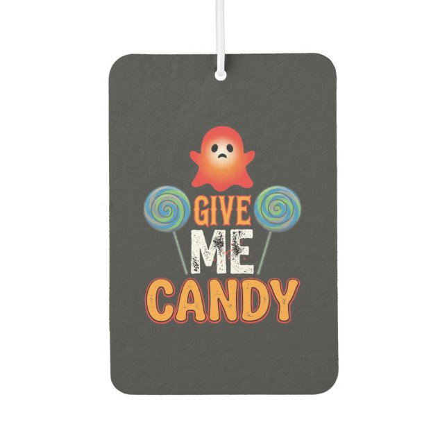 Gib mir Candy Halloween Geist_1 Autolufterfrischer (Vorderseite)