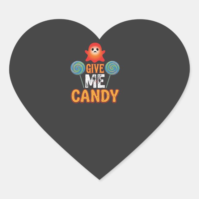 Gib mir Candy Halloween Geist_1 Herz-Aufkleber (Vorderseite)
