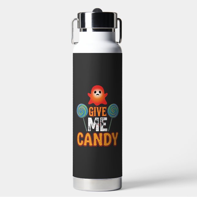 Gib mir Candy Halloween Geist_1 Trinkflasche (Vorderseite)