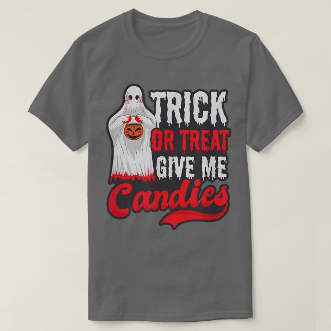 Gib mir Candys Design Halloween Ghost T-Shirt (Design vorne)