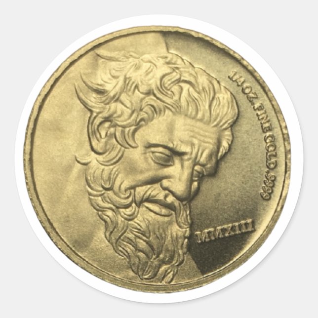 Gib mir das Gold Runder Aufkleber (Vorderseite)