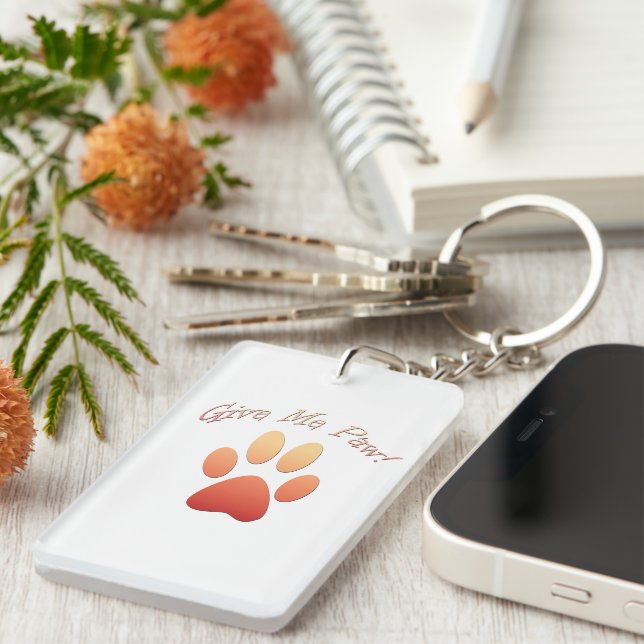Gib mir Paw orange Schlüsselanhänger (Vorderseite rechts)
