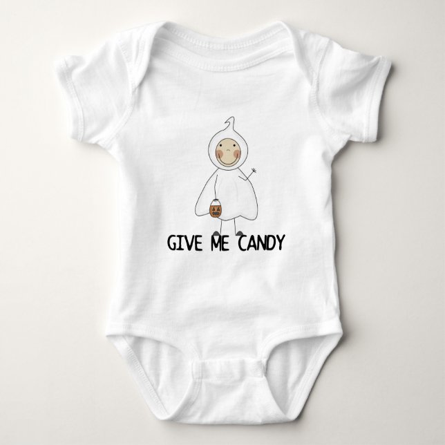 Gib mir Süßigkeiten und Geschenke Baby Strampler (Vorderseite)
