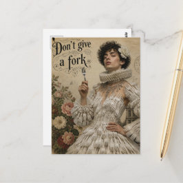 Gib nicht einen Gabel-Faux-Vintage-Postkarte Postkarte