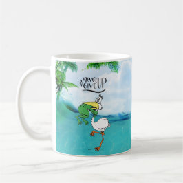 Gib nie Froschvogel auf Kaffeetasse