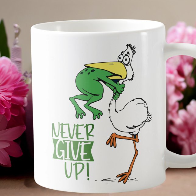 Gib nie Froschvogel auf Kaffeetasse (Von Creator hochgeladen)