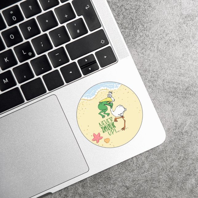 Gib nie Froschvogel auf Runder Aufkleber (Von Creator hochgeladen)