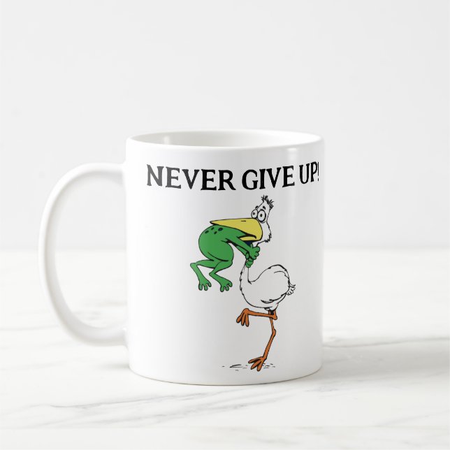 Gib nie Froschvogel auf Tasse (Links)