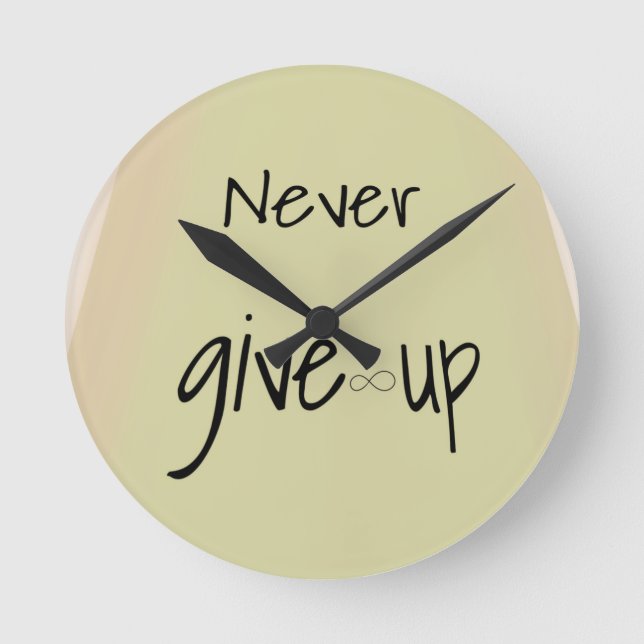 Gib niemals auf runde wanduhr (Vorderseite)